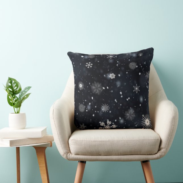 Coussin Tendance du Motif de flocon de neige à froid (Chaise)