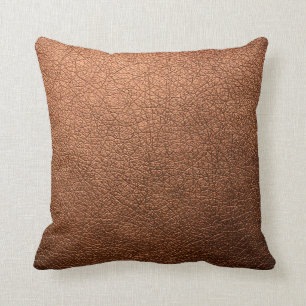 Coussin Tendance Métallic Cuivre Patina Texture Cuir