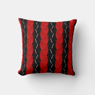 Coussin tendance motif noire rouge