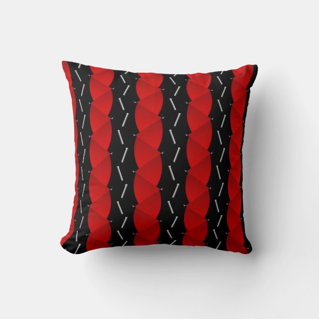Coussin tendance motif noire rouge (Recto)
