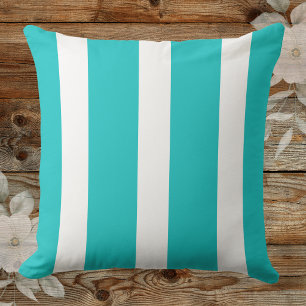 Coussin Tendance profonde aqua et blanche rayée de store
