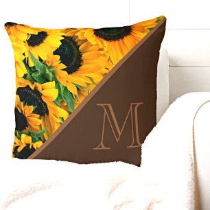 Coussin Tendance Tournesol Argile Monogramme