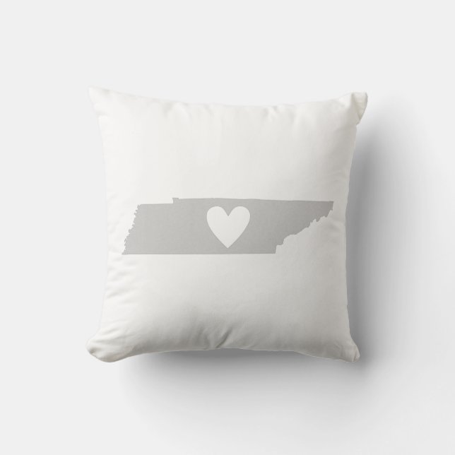 Coussin Tennessee Carte Forme Amour Gris Tennessean Coeur (Recto)
