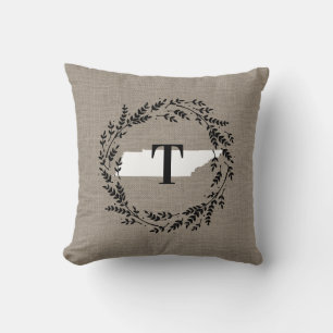 Coussin Tennessee Rustic Wreath Monogramme Jeu d'oreiller