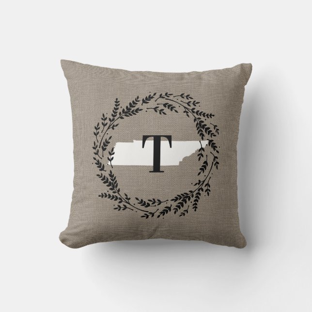 Coussin Tennessee Rustic Wreath Monogramme Jeu d'oreiller (Recto)