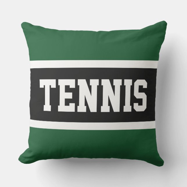 Coussin TENNIS Fun Bold Black Dark Green Stripes sportives (Recto)
