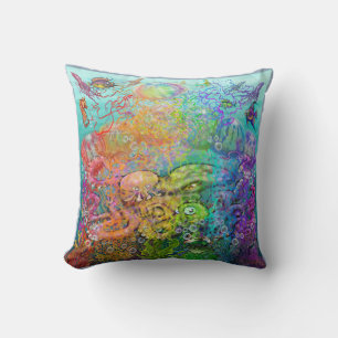 Coussin Tentacles arc-en-ciel