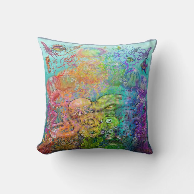 Coussin Tentacles arc-en-ciel (Recto)