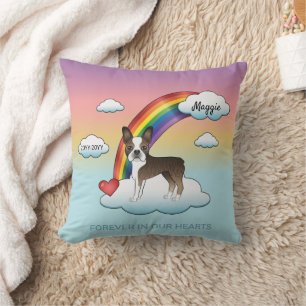 Coussin Térier Américain Bringé Et Blanc Mémorial Arc-En-C