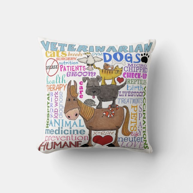 Coussin Termes Vétérinaires Art Subway (Recto)