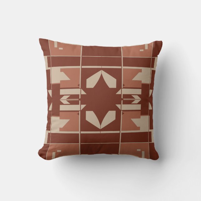 Coussin Terracotta Beige Bourgogne Méditerranée Grand Carr (Recto)