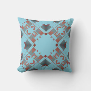 Coussin Terracotta Bleu Ardoise sur Aqua Diamant Croisé
