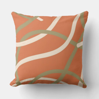 Coussin Terracotta Linework Pattern | Cream & Olive