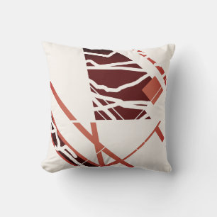 Coussin Terracotta Rouge Brown blanc cassé Art Abstrait De