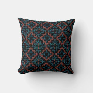 Coussin Terracotta Turquoise Black Squiggle Petites mosaïq
