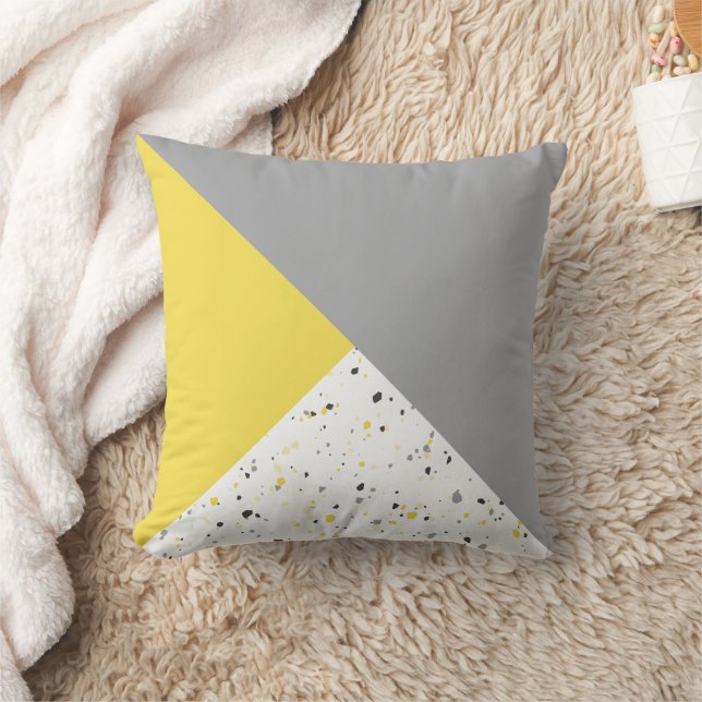 Coussin Terrazzo moderne géométrique tendance gris jaune (Couverture)