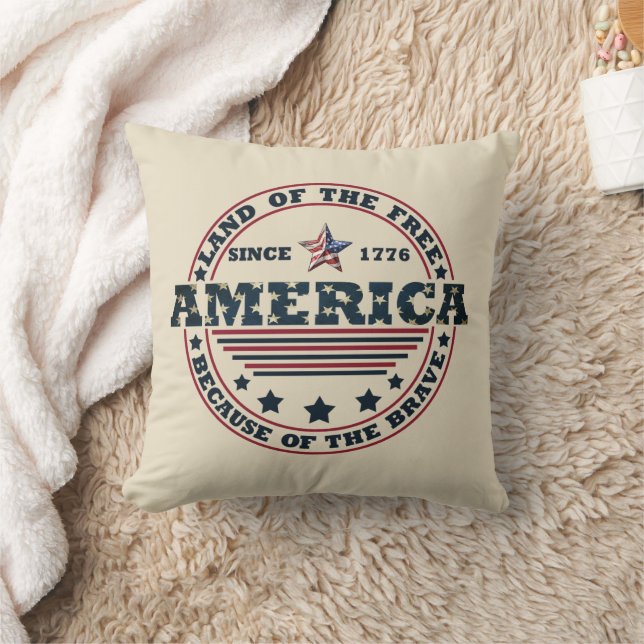 Coussin Terre De La Liberté À Cause De La Brave 4 juillet (Couverture)