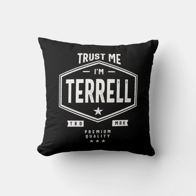 Coussin Terrell Nom personnalisé Anniversaire Cadeau (Recto)