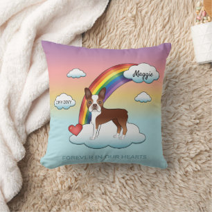 Coussin Térrier de Boston Rouge et Blanc Mémorial Arc-en-C