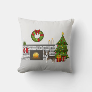 Coussin Tervueren Boston Terrier Dans Une Salle De Noël Fe