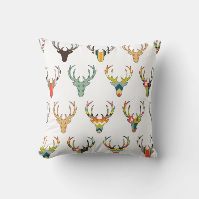 Coussin tête de cerf rétro blanc (Recto)