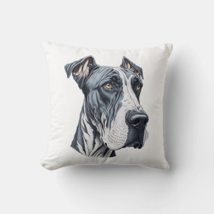 Coussin Tête de Dogue Allemand stylisée