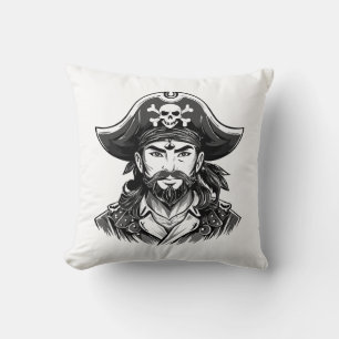 Coussin Tête de pirate avec chapeau de marin et cache-œil