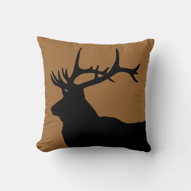 Coussin Tête d'Elk Brown et noir (Recto)