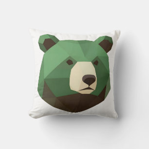 Coussin Tête d'ours géométrique Low Poly
