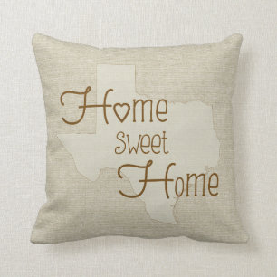 Coussin Texas-Home Sweet Home nom personnalisé à l'allure