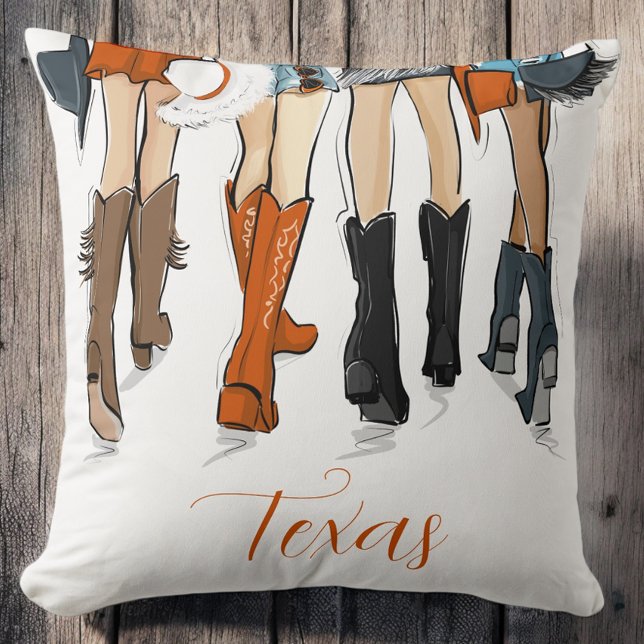 Coussin Texas Ladies Fashion Boots Cowboy Orange (Créateur téléchargé)
