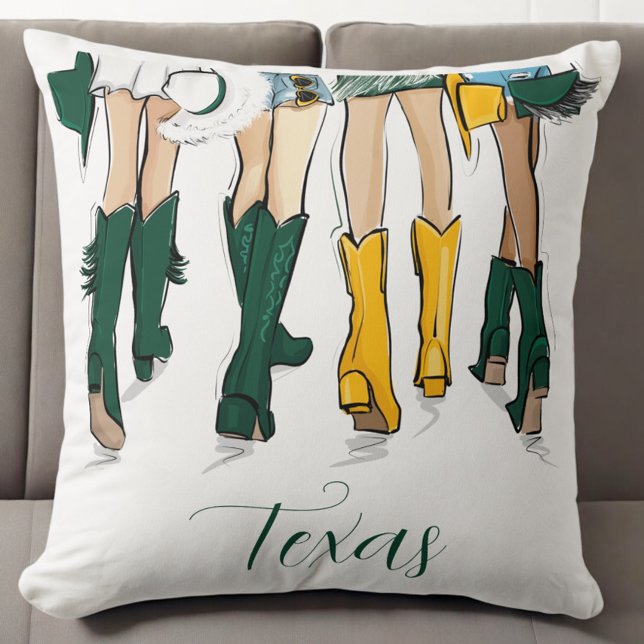 Coussin Texas Ladies Fashion Cowboy Boot Green Gold (Créateur téléchargé)
