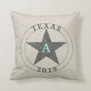 Coussin Texas Rustic Grey Off White Burlap Personnalisé