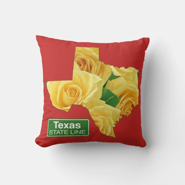 Coussin Texas Yellow Roses Et State Line Signer N'IMPORTE  (Recto)