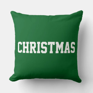 Coussin Texte Noël blanc sur fond vert forêt festif