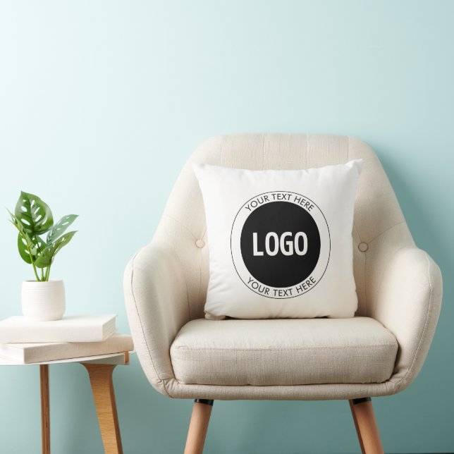 Coussin Texte personnalisable simple et logo ou image (Chaise)