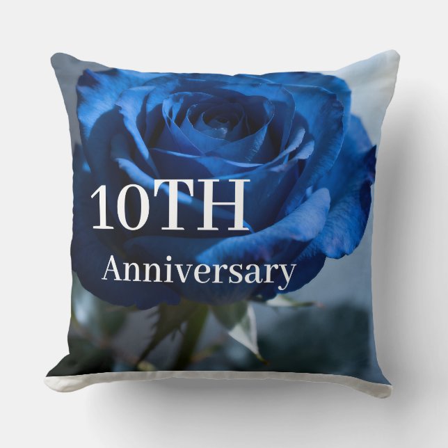 Coussin Texte personnalisé – Cadeau floral de rose bleue r (Recto)