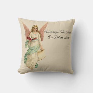 Coussin Texte personnalisé / Noël Vintage Retro Angel Girl