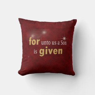 Coussin Texte religieux de Noël en rouge