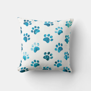 Coussin Texte Turquoise Personnalisé Empreinte de Patte Te