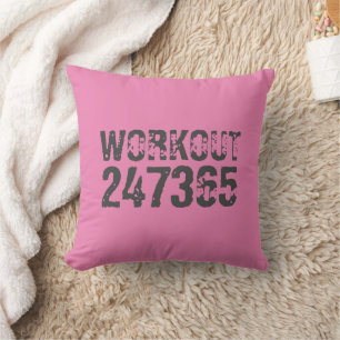 Coussin Texte usé et rayé Workout 247365 rose
