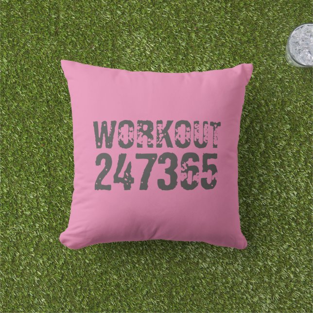 Coussin Texte usé et rayé Workout 247365 rose (Herbe)
