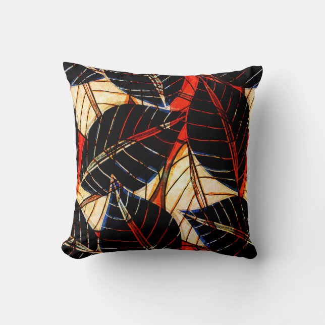 Coussin Textile africain inspiré audacieux Feuilles tropic (Recto)