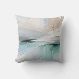 Coussin Texture Abstrait Turquoise Blanc