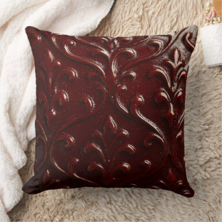 Coussin Texture de cuir brun foncé gaufré