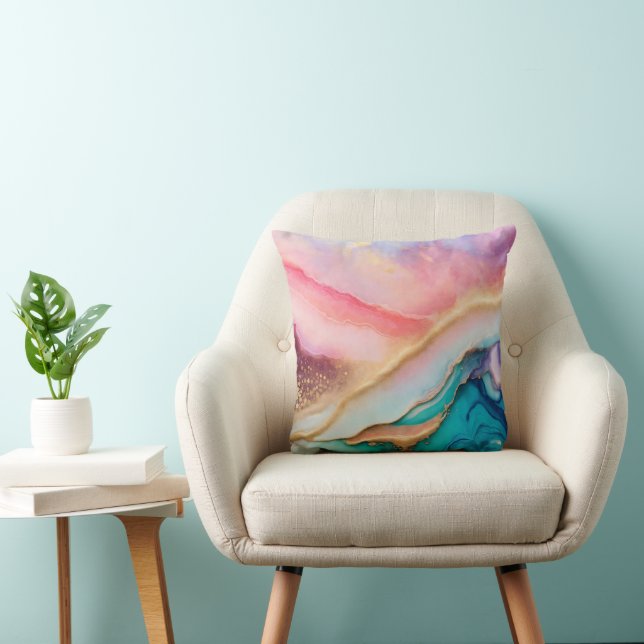 Coussin Texture de feuille d'or fausse géode d'agate paste (Chaise)