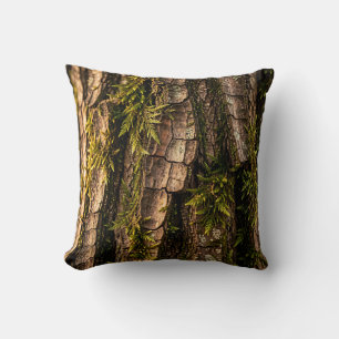 Coussin Texture de forêt d'écorce d'arbre moussu