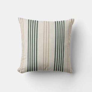 Coussin Texture de lin à rayures vertes modernes
