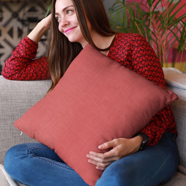 Coussin Texture de lin rouge brûlé (Créateur téléchargé)