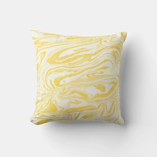 Coussin Texture de marbre jaune. Main dessinée (Recto)